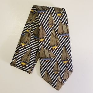 Lands' End Men's Silk Tie with Model Sailboats